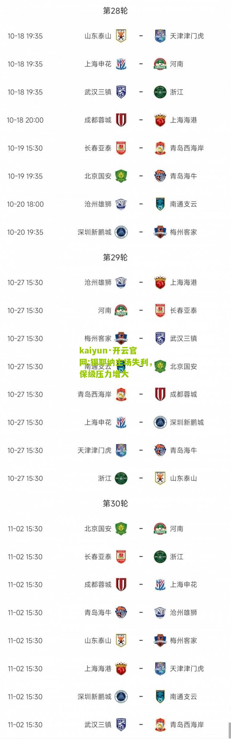 kaiyun·开云官网:锡耶纳主场失利，保级压力增大