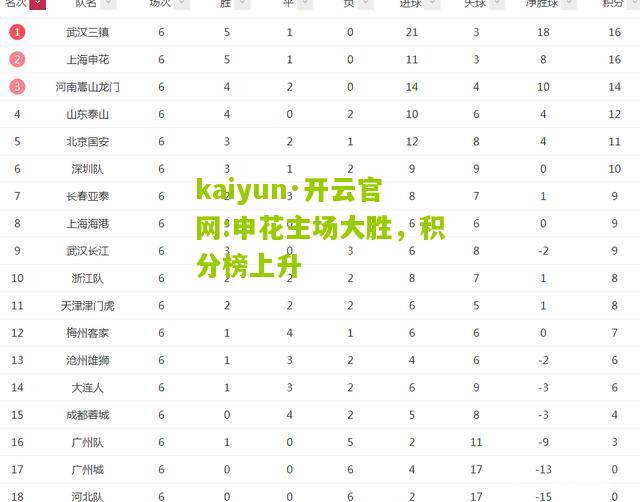 kaiyun·开云官网:申花主场大胜，积分榜上升