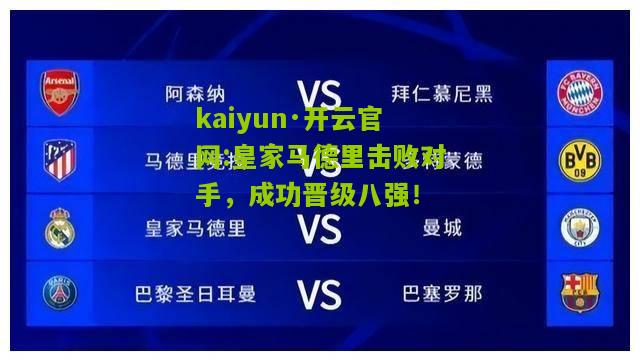 kaiyun·开云官网:皇家马德里击败对手，成功晋级八强！