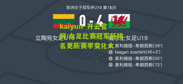 kaiyun·开云官网:女足比赛冠军杯排名更新赛季变化大